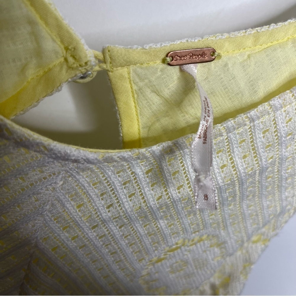 NWT Free People Size Small White Dress Yellow Lining Rocco Lace Dress - Picture 5 of 6
